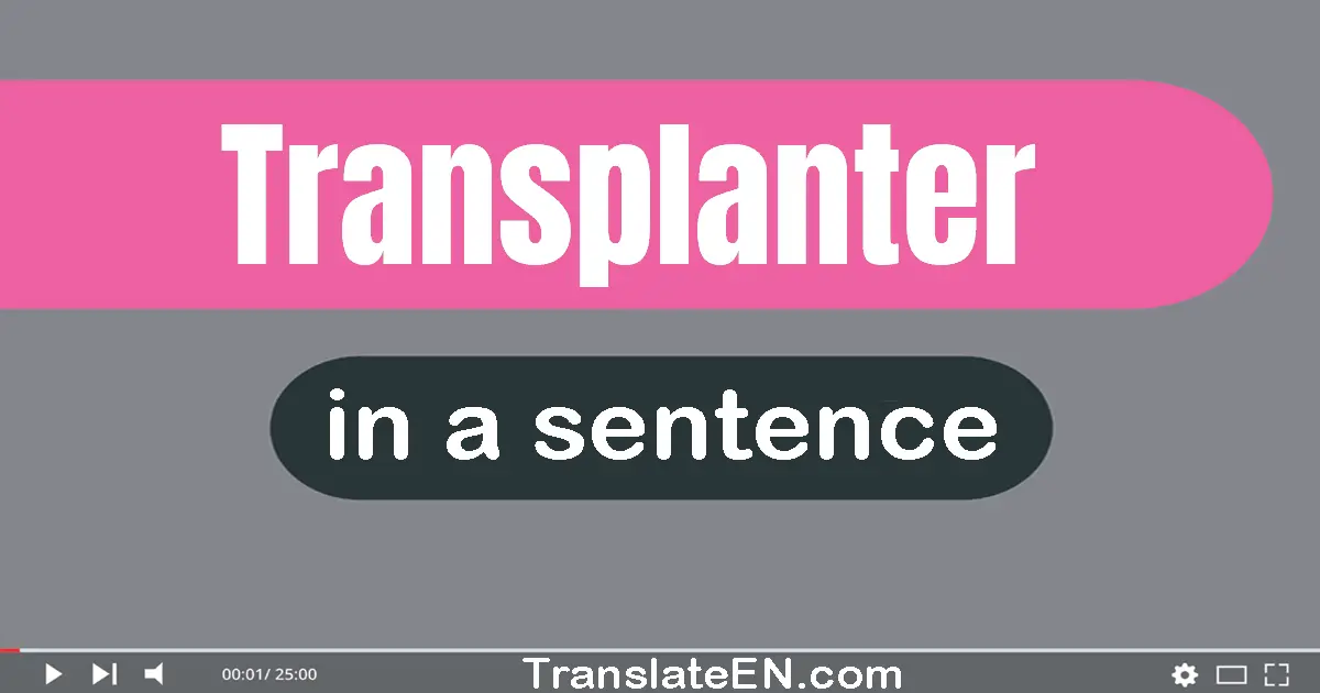 Use "transplanter" in a sentence | "transplanter" sentence examples
