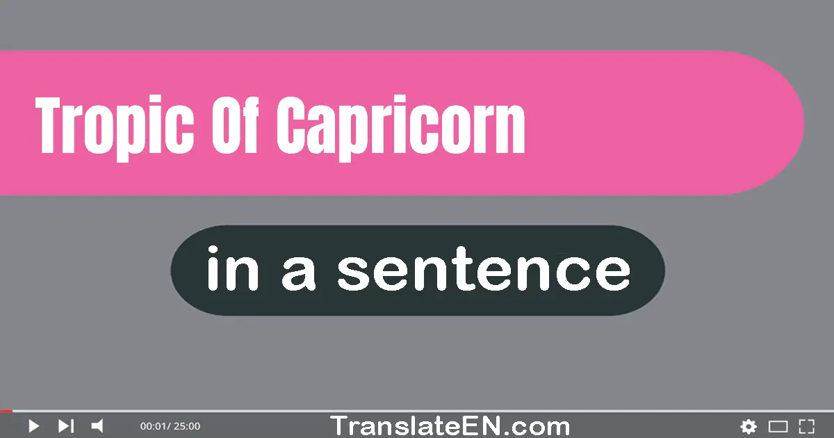 Use "tropic of capricorn" in a sentence | "tropic of capricorn" sentence examples