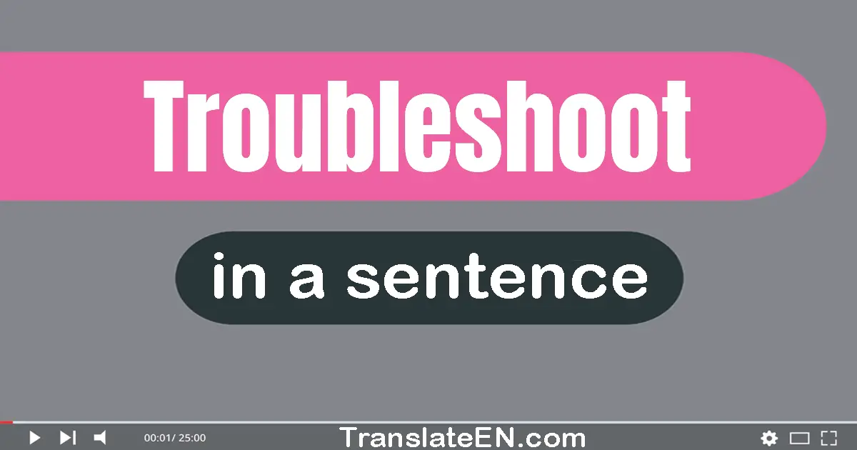 Use "troubleshoot" in a sentence | "troubleshoot" sentence examples
