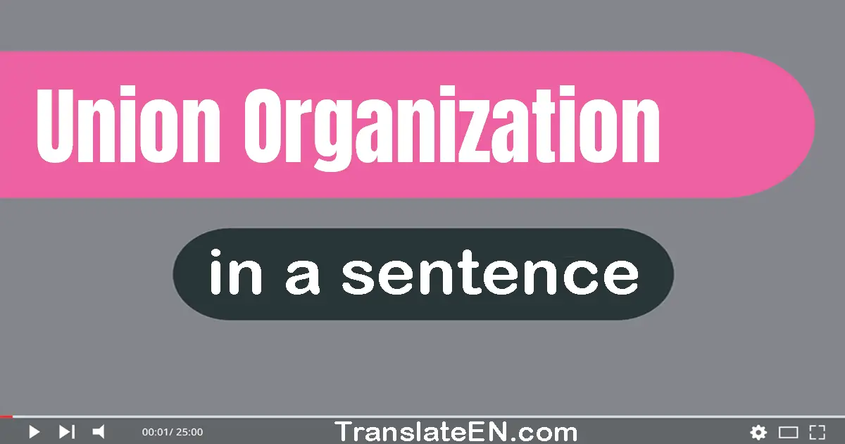 Use "union organization" in a sentence | "union organization" sentence examples