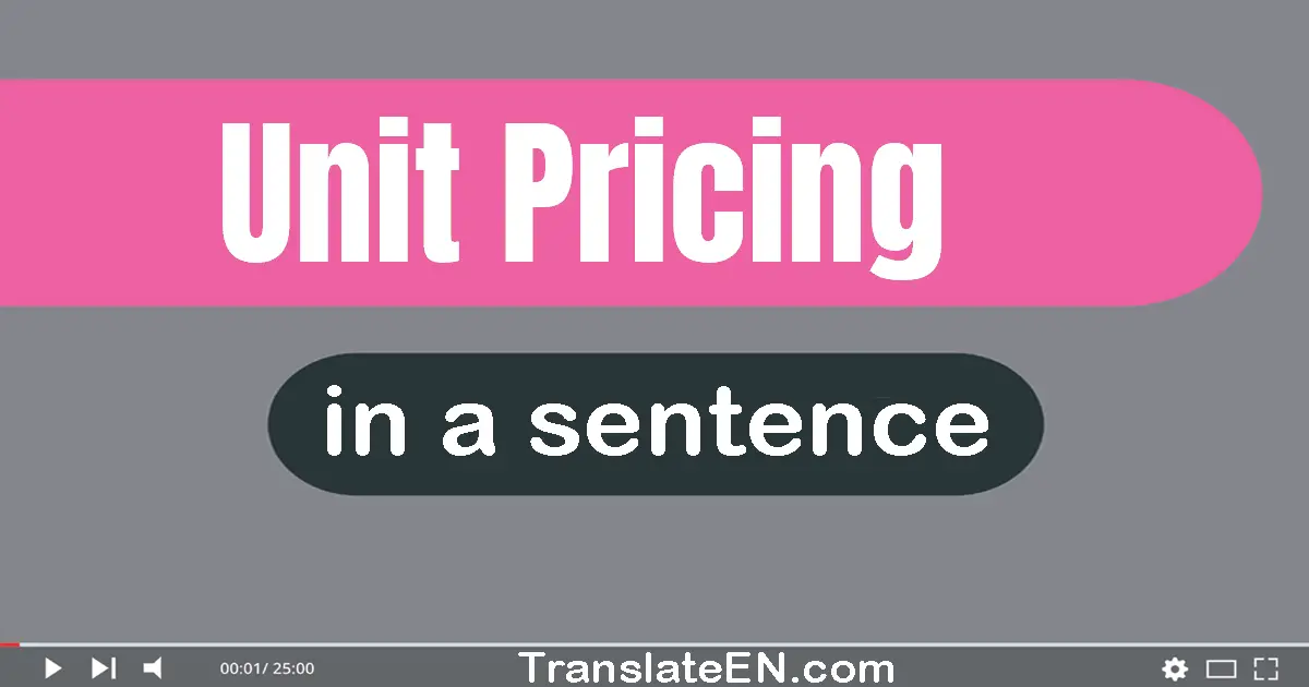 Use "unit pricing" in a sentence | "unit pricing" sentence examples