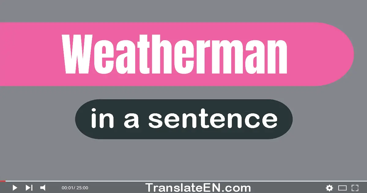 Use "weatherman" in a sentence | "weatherman" sentence examples