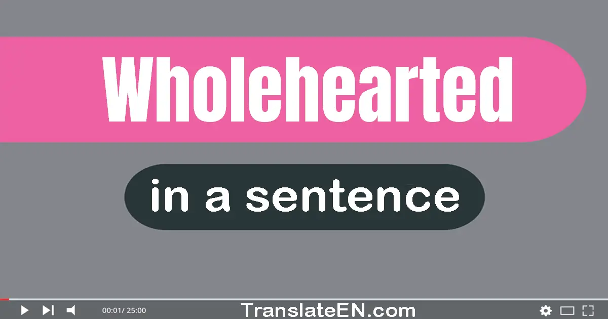 Use "wholehearted" in a sentence | "wholehearted" sentence examples