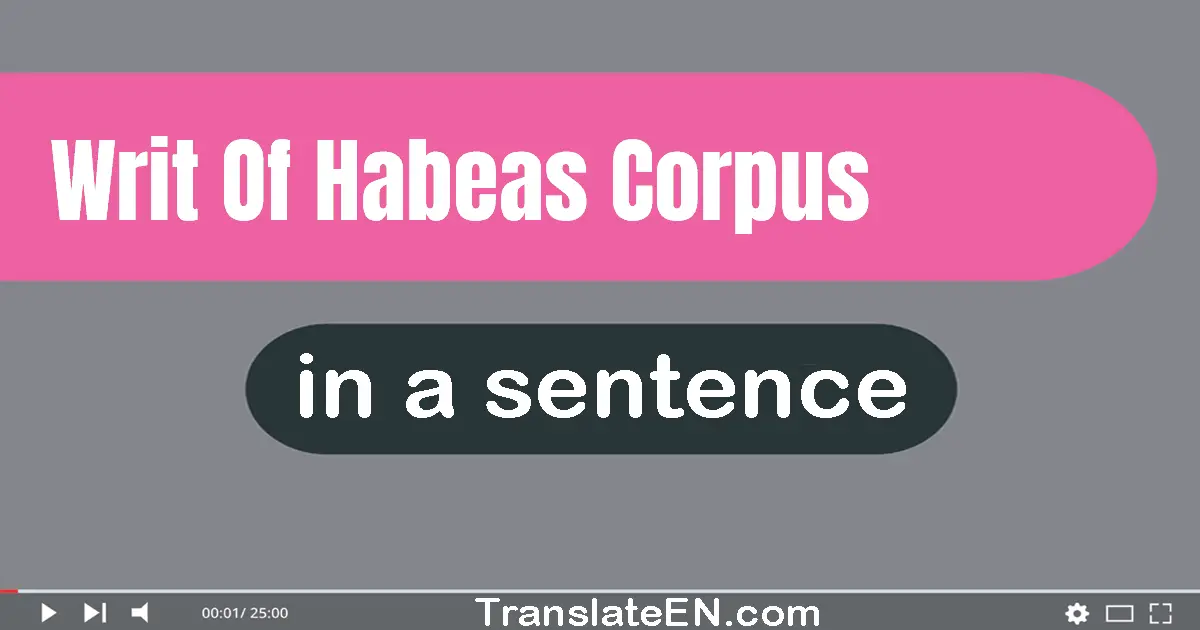Use "writ of habeas corpus" in a sentence | "writ of habeas corpus" sentence examples