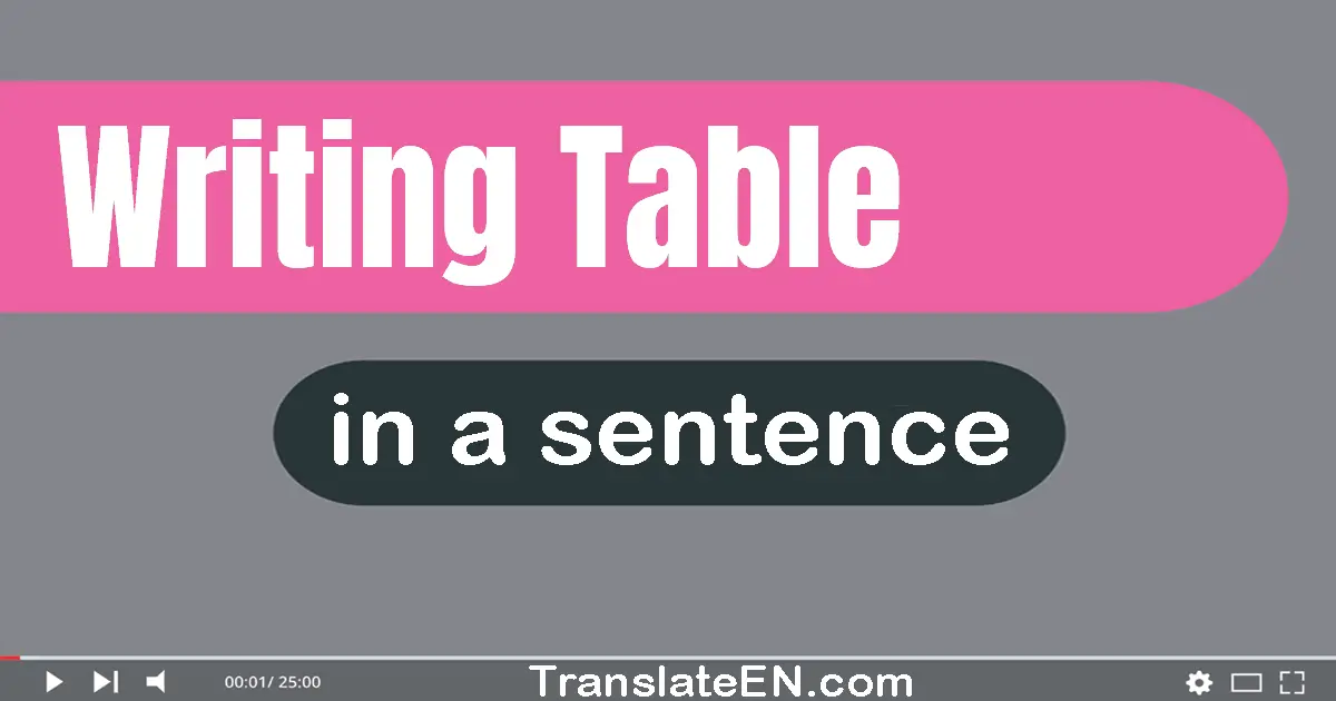 Use "writing table" in a sentence | "writing table" sentence examples