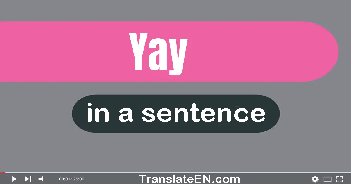 Use "yay" in a sentence | "yay" sentence examples